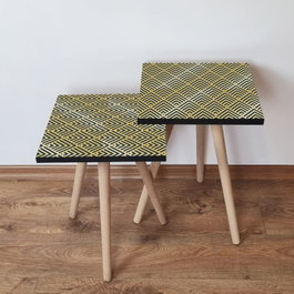 Hanah Home Mesa Nido 2 Piezas Dorado y Gris